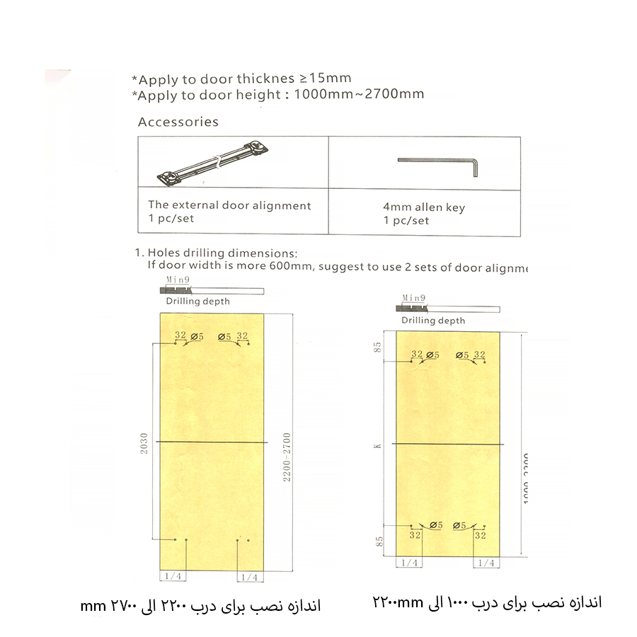 تاب گیر روکار درب ریلی ملونی مدل اکسترنال 11042