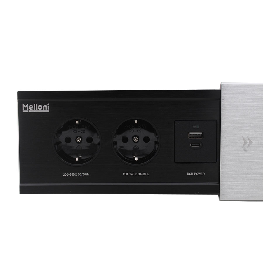 پریز توکار USB کشویی یکطرفه سیلور خشدار ملونی 10076