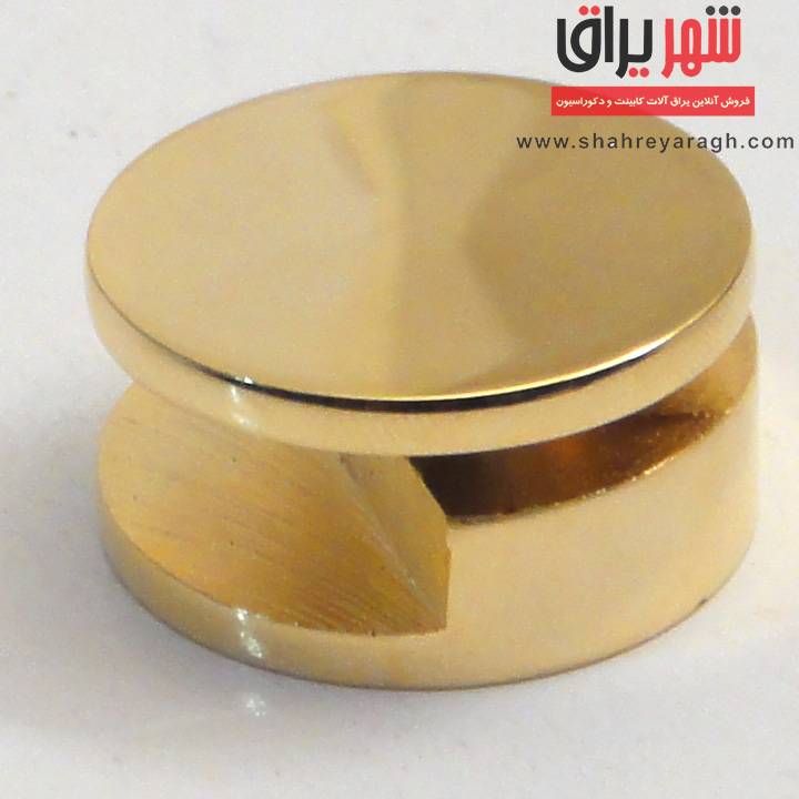 بست آینه فلزی گرد طلایی