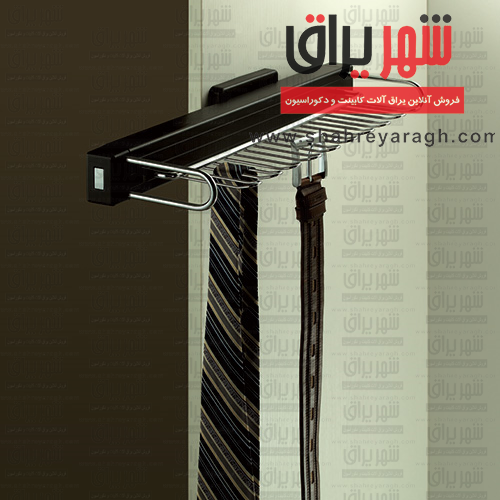 جای کمربند وکراوات دیواری ریلی داخل کمد لباس ABS مشکیj220