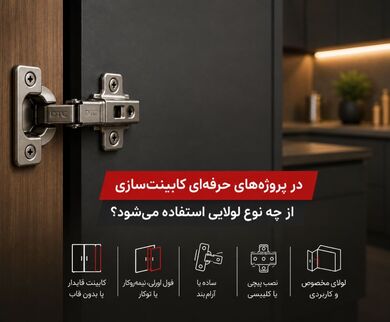 در پروژه‌های حرفه‌ای کابینت‌سازی از چه نوع لولایی استفاده می‌شود