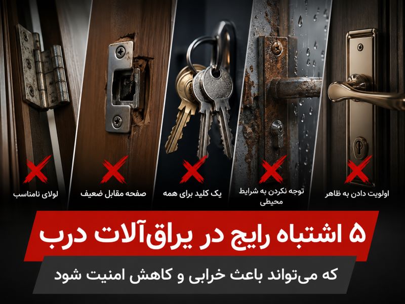 5 اشتباه رایج در یراق‌آلات درب که می‌تواند باعث خرابی و کاهش امنیت شود